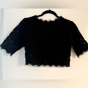 Black lace crop top
